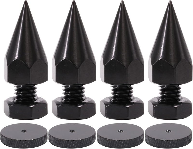 Flushbay 4 Pack Speaker Spikes Floor Protectors Adjustable Speaker Isolation Spikes M8 Black for Subwoofer CD DVD Player Audio Amplifier Turntable Recorder Chassis with Speaker Isolation Feet Pad (M8) - Image 1